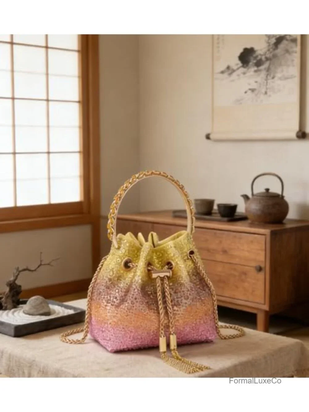 Rhinestone Evening Bag Clutch with Chain - Sparkly Glitter Handbag